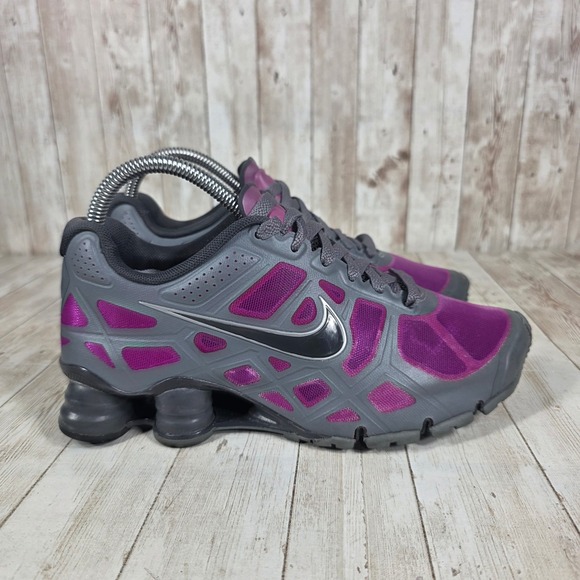 Nike Shox Turbo Running Shoes Womens Size 7 Gray Purple Sneakers Athletic - Picture 1 of 8